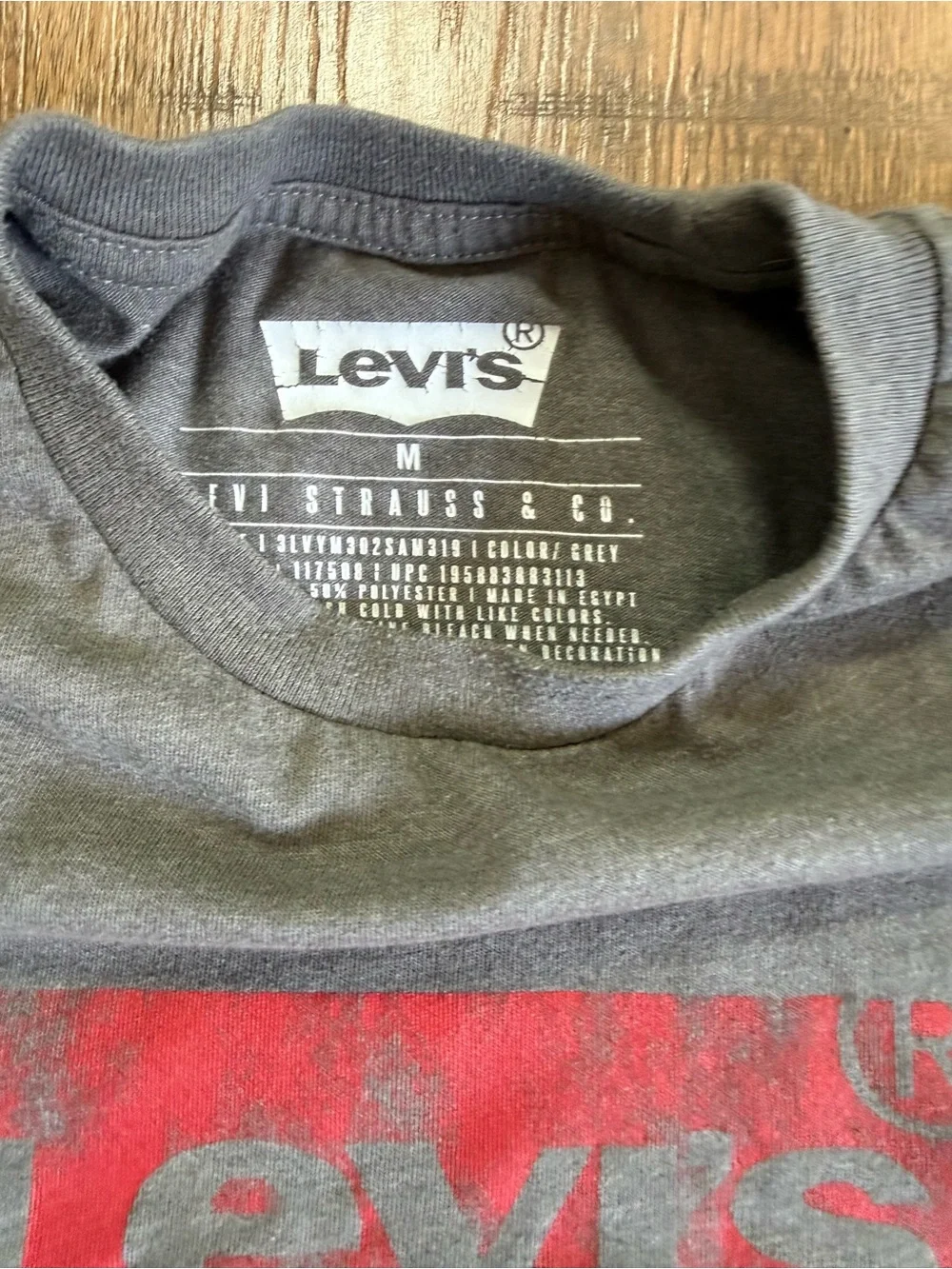 LEVI’S Housemark Men's Gray/Red Logo Graphic Crew Neck Short Sleeve T-Shirt M